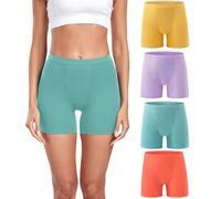 wirarpa Women's Boxer Briefs Modal Boyshort Panties Ultra Soft Ladies Boxers Underwear Under Dress Skirt 4 Pack Yellow Purple Green Orange Size M