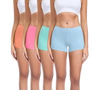 wirarpa Women's Boxers Underwear Cotton Ladies Safety Boy Shorts Under Skirt with Cotton Crotch 4 Pack Orange Red Mint Green Light Blue Size S