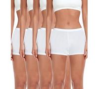 wirarpa Women's Boxers Underwear Cotton Ladies Safety Boy Shorts Under Skirt with Cotton Crotch 4 Pack White Size M
