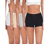 wirarpa Women's Boyshort Panties Ladies Safety Boxer Briefs Anti Chafing Cotton Underwear with Cotton Crotch 4 Pack Black Grey White Beige Size 2XL