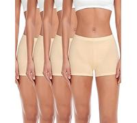 wirarpa Women's Boyshort Panties Ladies Safety Boxer Briefs Anti Chafing Cotton Underwear with Cotton Crotch 4 Pack Beige Size L