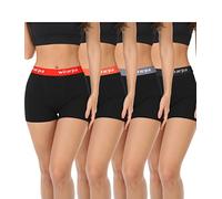 wirarpa Women's Cotton Boxer Briefs 3" Inseam Ladies Safety Boxer Shorts Anti Chafing Boyshorts Panties Black 4 Pack Size L