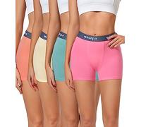 wirarpa Women's Cotton Boxer Briefs 3" Inseam Ladies Safety Boxer Shorts Anti Chafing Boyshorts Panties Multicolor 4 Pack Size L