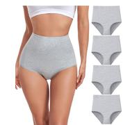 wirarpa Women's Cotton Knickers Super High waisted Briefs Ladies Underwear Full Coverage Panties Grey 4 Pack XL