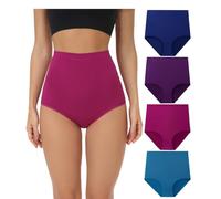 wirarpa Women's Cotton Knickers Super High waisted Briefs Ladies Underwear Full Coverage Panties Multicolor 4 Pack 6XL