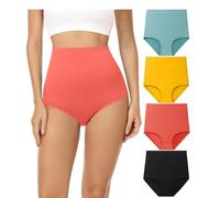 wirarpa Women's Cotton Knickers Super High waisted Briefs Ladies Underwear Full Coverage Panties Multicolor 4 Pack L