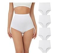 wirarpa Women's Cotton Knickers Super High waisted Briefs Ladies Underwear Full Coverage Panties White 4 Pack 2XL