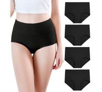 wirarpa Women's High Waist Bamboo Modal Knickers Ladies Ultra Soft Pants Underwear Full Briefs Black 4 Pack Size 6