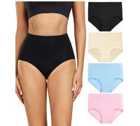 wirarpa Women's High Waist Cotton Knickers Soft Briefs Underwear Ladies Full Panties 4 Pack, 20-22, Multicoloured