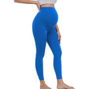 wirarpa Women's Maternity Leggings Over Bump 25" Workout Leggings Pregnancy Soft Belly Support Yoga Pants Bright Blue Size Medium