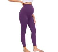 wirarpa Women's Maternity Leggings Over Bump 25" Workout Leggings Pregnancy Soft Belly Support Yoga Pants Dark Purple Size Small