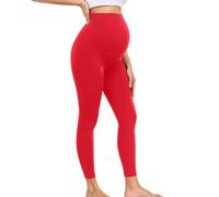 wirarpa Women's Maternity Leggings Over Bump 25" Workout Leggings Pregnancy Soft Belly Support Yoga Pants Red Size Large