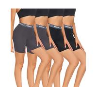 wirarpa Women's Modal Boxer Briefs Anti Chafing Shorts Ultra Soft Boyshorts for Under Dress 4 Pack Black Grey Size M