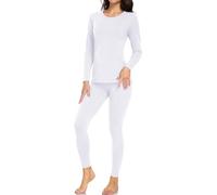 wirarpa Women's Thermal Underwear Set Cotton Warm Base Layer Lightweight Long Sleeve Top & Pyjama Bottoms White Size M
