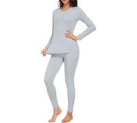wirarpa Women's Thermal Underwear Set Cotton Warm Base Layer Lightweight Long Sleeve Top & Pyjama Bottoms Heather Gray Size XL
