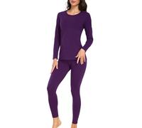 wirarpa Women's Thermal Underwear Set Cotton Warm Base Layer Lightweight Long Sleeve Top & Pyjama Bottoms Purple Size M
