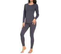 wirarpa Women's Thermal Underwear Set Cotton Warm Base Layer Lightweight Long Sleeve Top & Pyjama Bottoms Deep Grey Size M