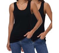 wirarpa Women's Vest Tops Ladies Cotton Stretch Tank Tops Summer Basic Undershirts Pack of 2 Black Size Small