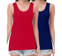 wirarpa Women's Vest Tops Ladies Cotton Stretch Tank Tops Summer Basic Undershirts Pack of 2 Navy Red Size Small