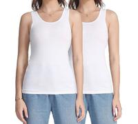 wirarpa Women's Vest Tops Ladies Cotton Stretch Tank Tops Summer Basic Undershirts Pack of 2 White Size XX-Large
