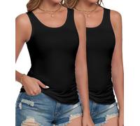 wirarpa Women's Vest Tops Ladies Modal Tank Tops Summer Camis Undershirts Pack of 2 Black Size Medium