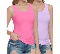 wirarpa Women's Vest Tops Ladies Modal Tank Tops Summer Camis Undershirts Pack of 2 Purple Red Size X-Large