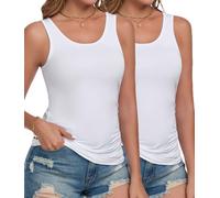 wirarpa Women's Vest Tops Ladies Modal Tank Tops Summer Camis Undershirts Pack of 2 White Size Medium
