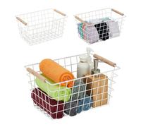 Wire Basket 3-Pack Metal Storage Bin Decorative Iron Shelf Tidy Organiser Holder