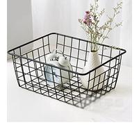 Wire Basket,Metal Organize Basket,Hollow Breathable Large Multi Functional Iron Storage Basket for Underwear Snacks Fruits Toy Black