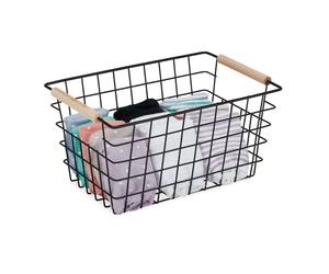 Wire basket metal storage bin Rectangular Tote stackable lightweight portable