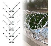 Wire Bracket Set - Galvanized Barb Wire Exteon Brackets for Garden Fencing, Roll Concertina & Barbed Fence Protect (2 Pairs) - & Easy Installat