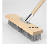 Wire Broom Head, Garden Stiff Metal Bristle Deck Scrub Brush, Garden Weed Moss Remover Tool Broom for Heavy Duty Weed Moss & Algae on Shower Wall Garage Yard Patio (Only Head-8inch)