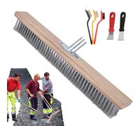 Wire Broom Head Heavy Duty Steel Wire BrushBroom Head Metal Bristle Broom Heavy Duty Yard Sweeping Brush for Deck Scrub Paving Patio Path Drives Algae Weeding Moss Removal