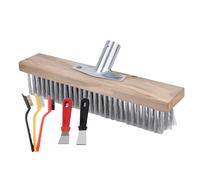 Wire Broom Head, Heavy-Duty Stiff Steel Bristle Scrubbing Brush Head - Replacement Wooden Broom Head, Yard Sweeping Brush Broom Brush with Socket for Deck Scrub Paving Patio Path