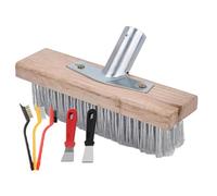 Wire Broom Head, Heavy-Duty Stiff Steel Bristle Scrubbing Brush Head - Replacement Wooden Broom Head, Yard Sweeping Brush Broom Brush with Socket for Deck Scrub Paving Patio Path