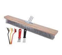 Wire Broom Head, Heavy-Duty Stiff Steel Bristle Scrubbing Brush Head - Replacement Wooden Broom Head, Yard Sweeping Brush Broom Brush with Socket for Deck Scrub Paving Patio Path