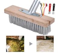 Wire Broom - Solid Wood Stainless Steel 20-50cm | Heavy Duty Wire Brush Set 6 Piece | Metal Broom Base With Shovel Weeding Tool For Moss Removal Scrubbing Deck Driveway Patio Garden Cleaning Use