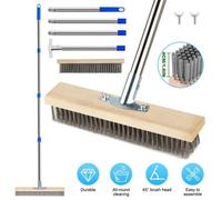 Wire Broom Stainless Steel Garden Broom With Long Telescopic Handle Yard Wall