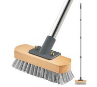 Wire Broom with 150cm Handle, Heavy Duty Wire Brush for Patio Garden Moss Algae Weed Removing, Hard Stiff Metal Brush Outdoor Floor Scruber for Cleaning Yard Roof Deck