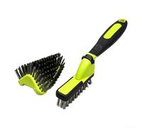 Wire Brush, 2 Pack Replaceable Heads V-Shaped Soft Bristle Brush for Rust Grill and Paint Removal Ergonomic Handle Home Use(a)