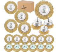 Wire Brush Cup Wheel Drills Set 20 Piece Wire Brush Kit Power for Drill 1/4 Inch Arbor Brass Coarse Carbon Crimped Cleaning Rust, Stripping, Abrasive and Attachment