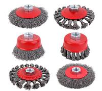 Wire Brush Flex Set of 6 Cup Brush Angle Grinder with Thread M14 x 2, Diameter 75 mm 100 mm Various Sizes Angle Grinder Brush for Grinding, Rust Removal, Cleaning Tools