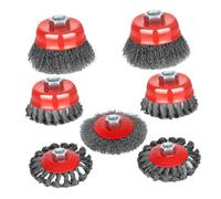 Wire Brush For Grinder - 7pcs Durable Wire Brush Set, Attachment For Angle Grinder, Polishing And Cleaning Wood, Metal, Carbon Steel, Copper, Stainless Steel | Heavy Duty Grinding Tool Kit