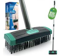 Wire Brush for Moss Removal with Stainless Steel 4 Section Handle, Moss Remover Tool Patio Brush, Durable Metal Bristles for Removing Tough Weeds, Ideal for Garden, Driveway Weed Patio Cleaner