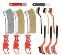 Wire Brush Set - 11PCS Heavy Duty Wire Brushes with Brass, Stainless Steel & Nylon Bristles, Scraper Tools - Rust, Paint, Dirt Removal - for BBQ, Car Detailing, Home Maintenance & Metal Cleaning