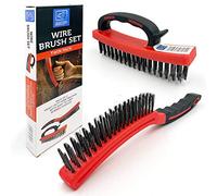 Wire Brush Twin Pack of Heavy Duty Steel Brush With Easy to Hold Plastic Handle, Wire Brushes for Cleaning Rust and Heavy Dirt