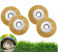 Wire Brushes Drills,4pcs Brass Coated Wire Brush Wheel 100mm Wire Wheel Brush Bench Brass Plated, 10 mm Wide Weedbrush, Weed Brush, Round Replacement Brush