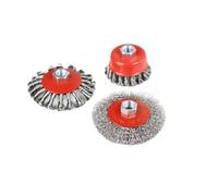 Wire Brushes drills， M14 75/100mm Steel Wire Cup Brush Red Abrasive Removal For Angle Grinder Debu(A3)