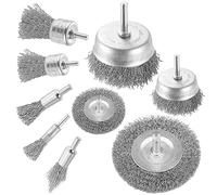 Wire Brushes Drills Set 9 pcs,Metal Brushes with 1/4-Inch Shank Brush - Wire Brush Wheel, Cup Brush and Tube Brush Kit for Cleaning Rust, Removing Paint and Wood
