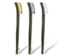 Wire Brushes for Cleaning, 3 PCS Small Wire Cleaning Brush Set Dual Head Parts Cleaning Brush Nylon Brass Stainless Steel Wire Bristle Scratch Cleaner Brush for Cleaning Rust Paint Metal Tight Place